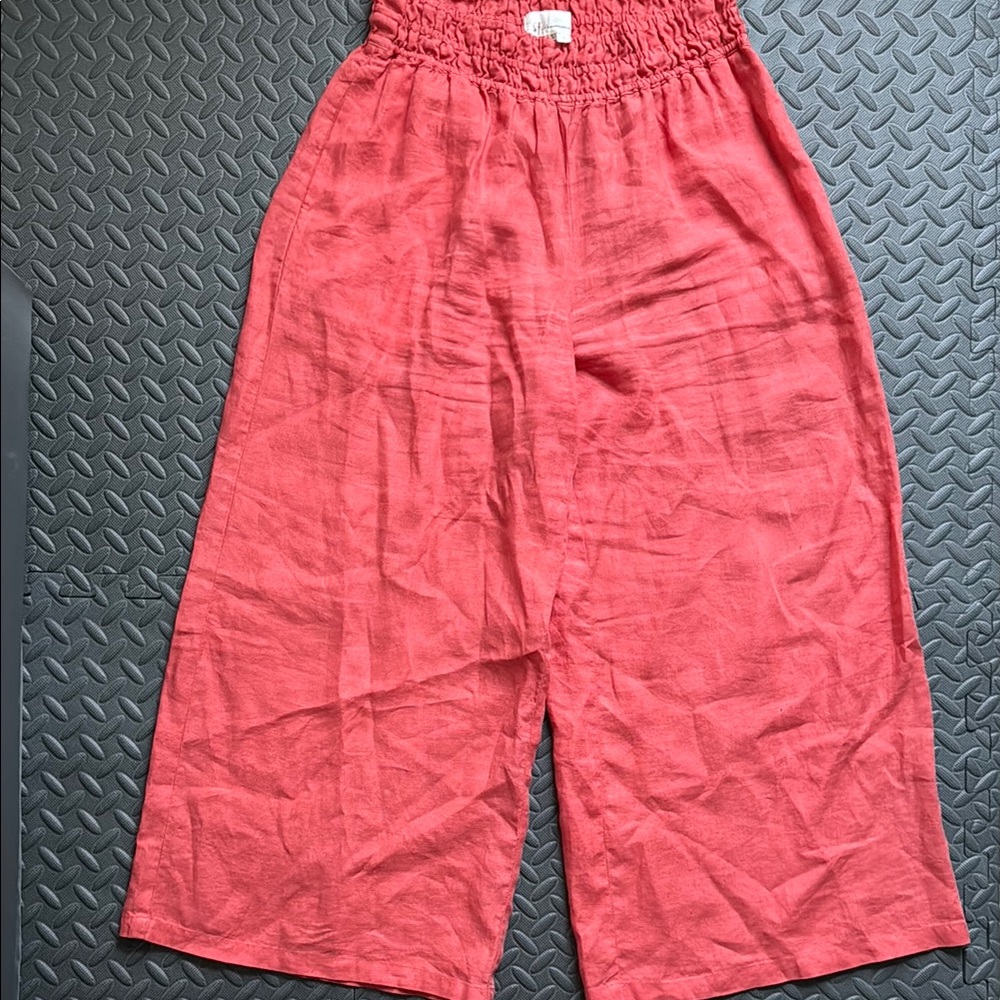 Anthropologie Coral Somerset Wide-Leg Linen Pants Sz S